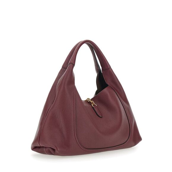 Gucci Women Bordeaux Shoulder Bag With Horsebit Closure In Grained Leather Woman - Picture 3 of 7